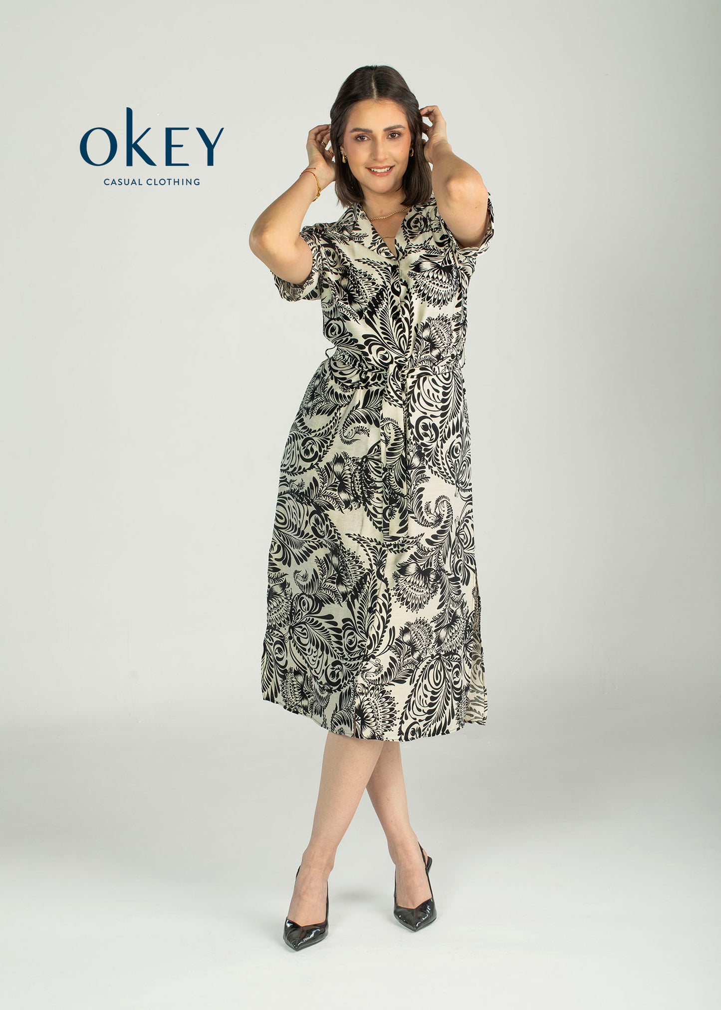 Vestido Camisero Est Jareta En Manga