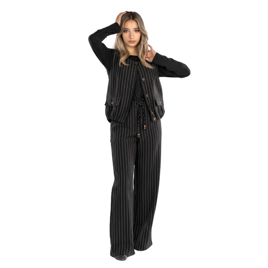 Pantalon Rayas Jareta C/Cuentas
