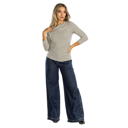 Blusa Rayas Cuello Caido