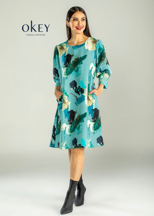 Vestido Manchas Puño Ancho