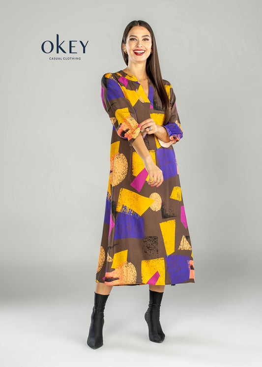 Vestido Largo Con Manga 3/4