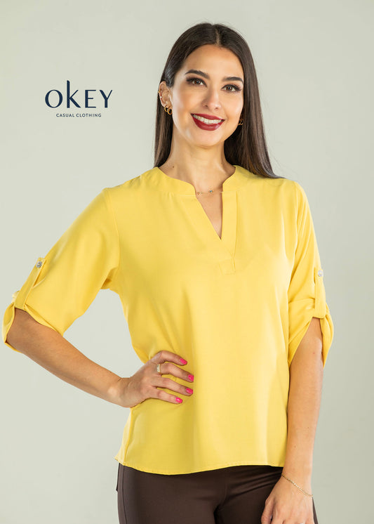Camisera Cuello Mao Manga 3/4 Lisa