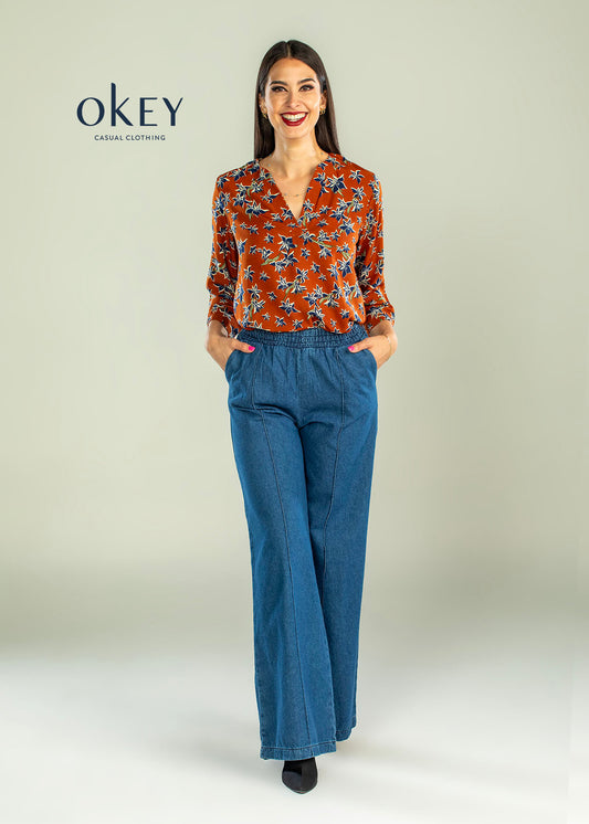 Camisera C/Mao Manga 3/4 Flores