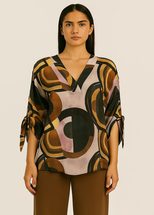 Camisera Estampada Nudo En Puño